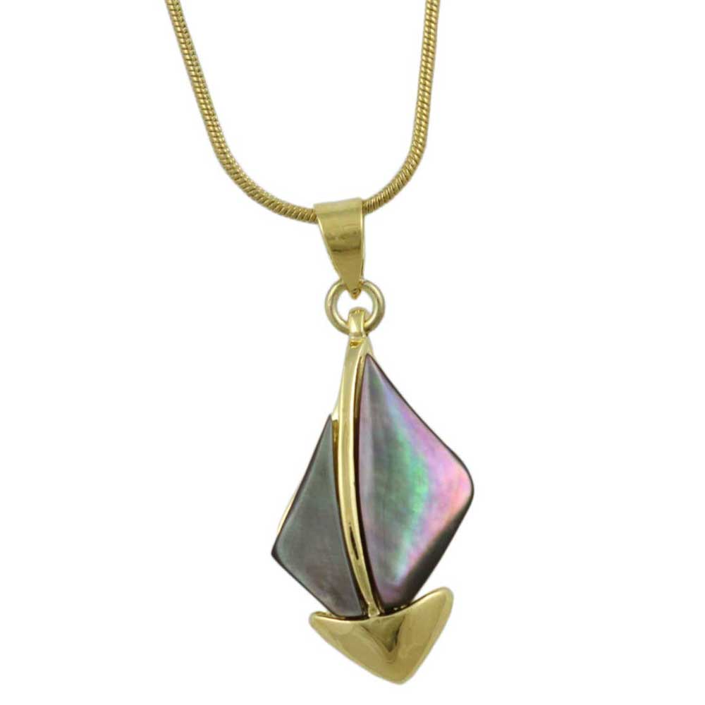 Natural Shell Sailboat Pendant on Gold - plated Chain - SLN801 - Lilylin Designs
