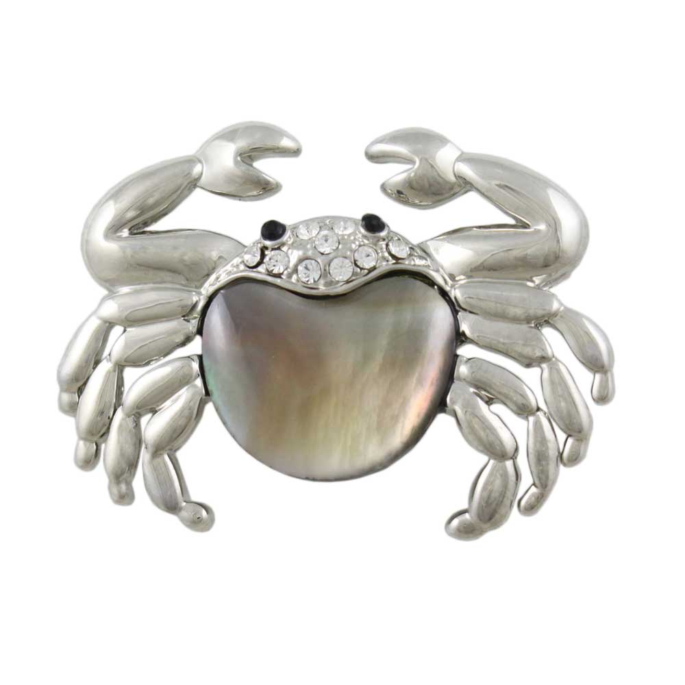 Lilylin Designs Genuine Abalone Shell and Crystal Crab Brooch Pin