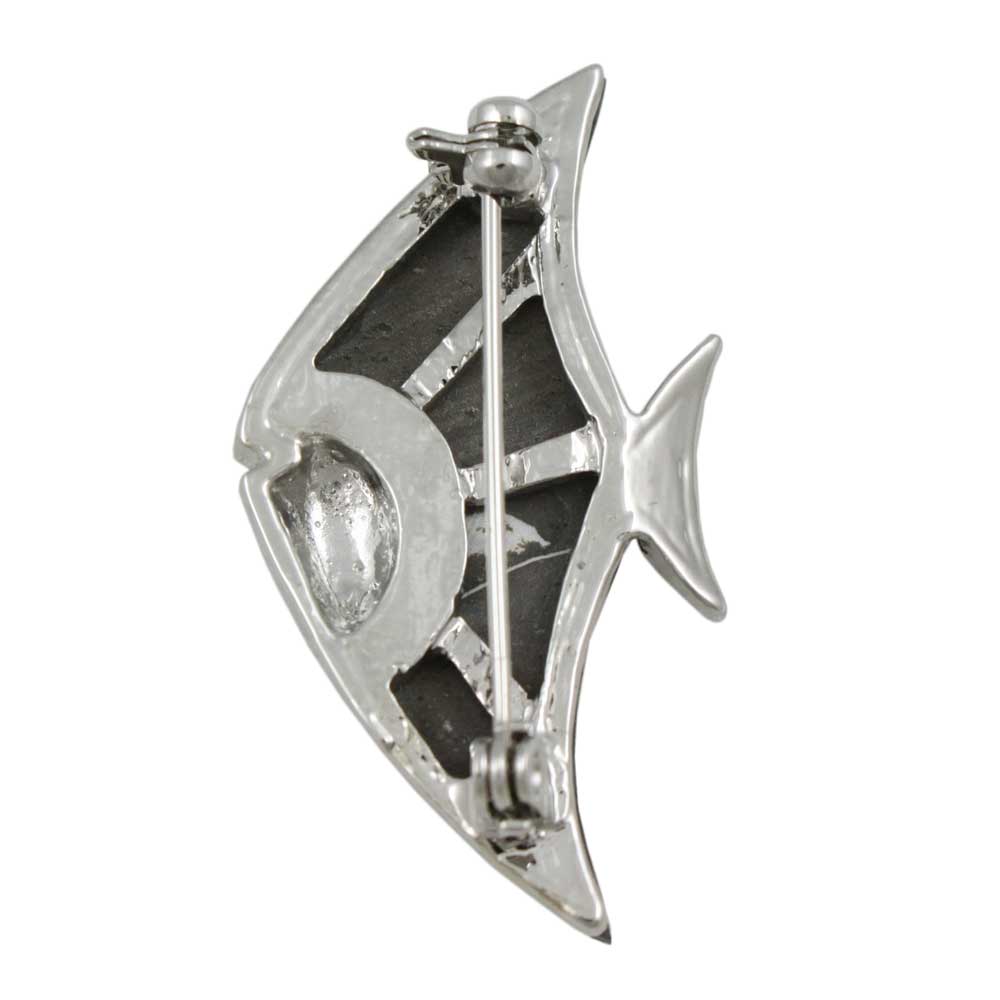 Blue Green Paua Shell with Crystals Angelfish Brooch Pin - SLP731 - Lilylin Designs