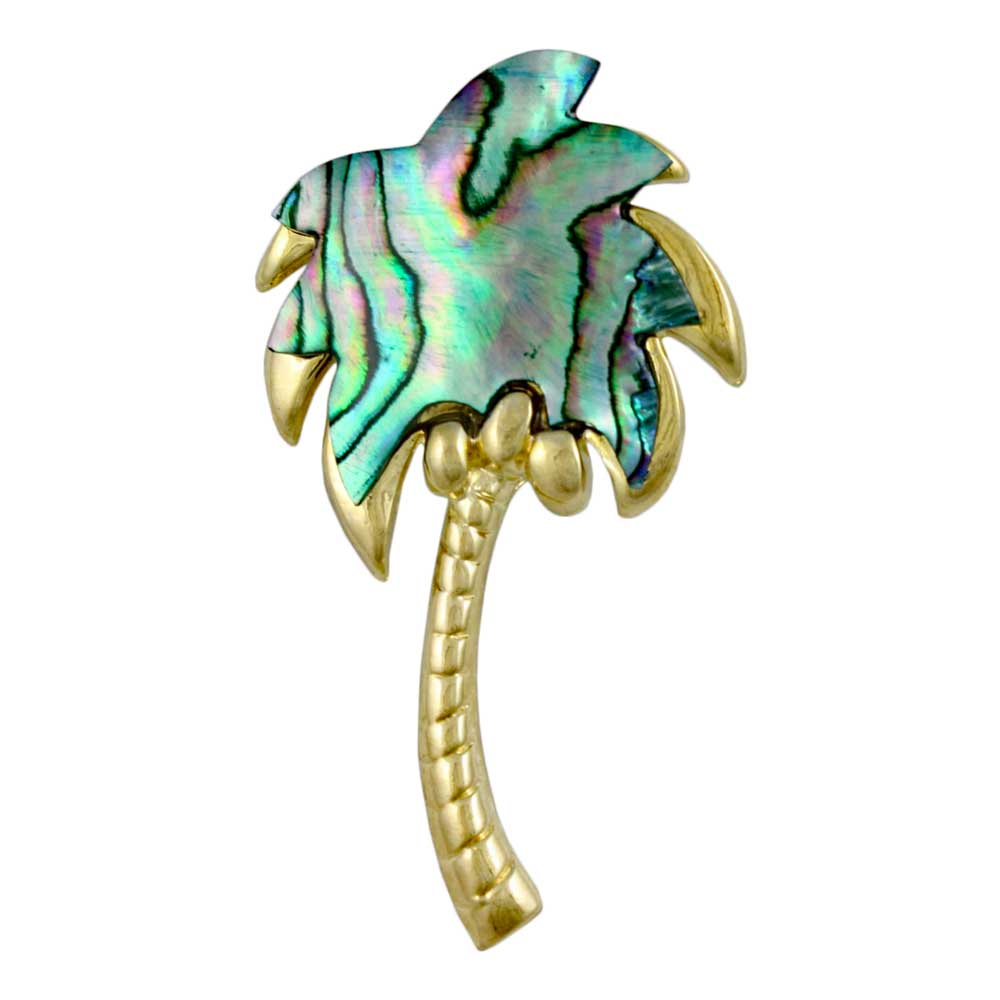 Lilylin Designs Blue Green Paua Shell Coconut Tree Brooch Pin