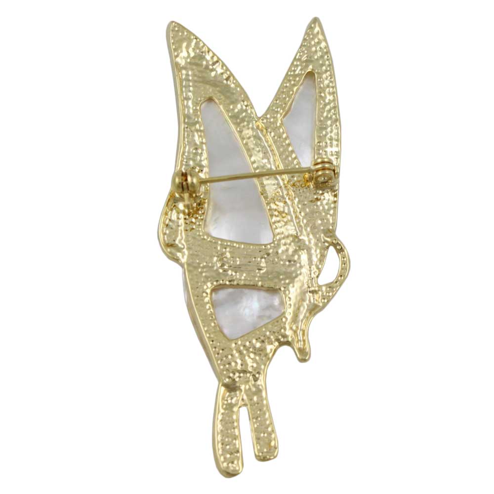 White Shell Profile Butterfly Brooch Pin - SLP981D - Lilylin Designs