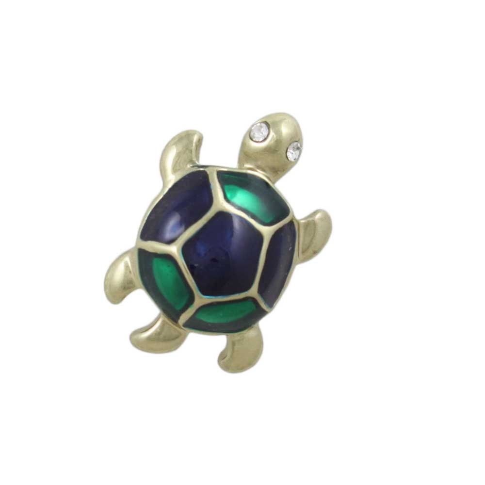 Tiny Blue and Green Enamel Turtle Lapel Tac Pin - SP213A - Lilylin Designs
