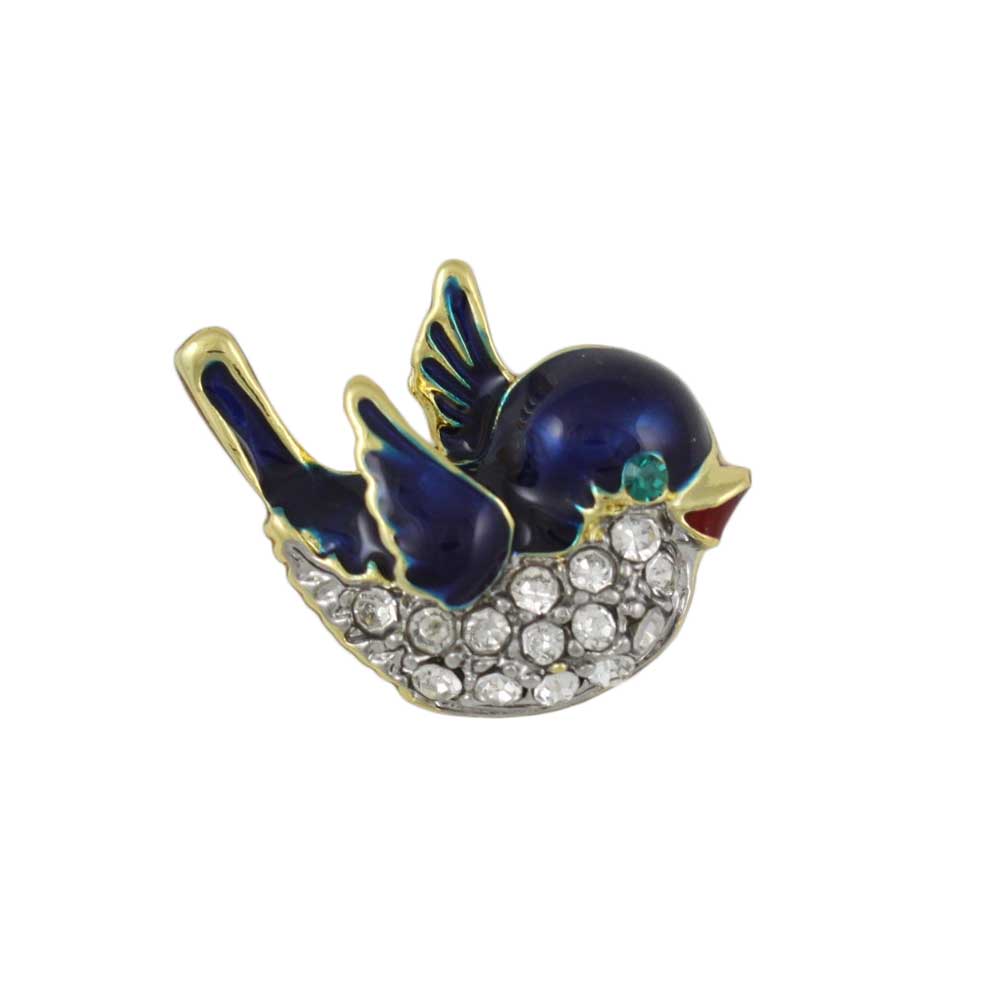 Lilylin Designs Crystal Little Blue Bird Lapel Tac Pin