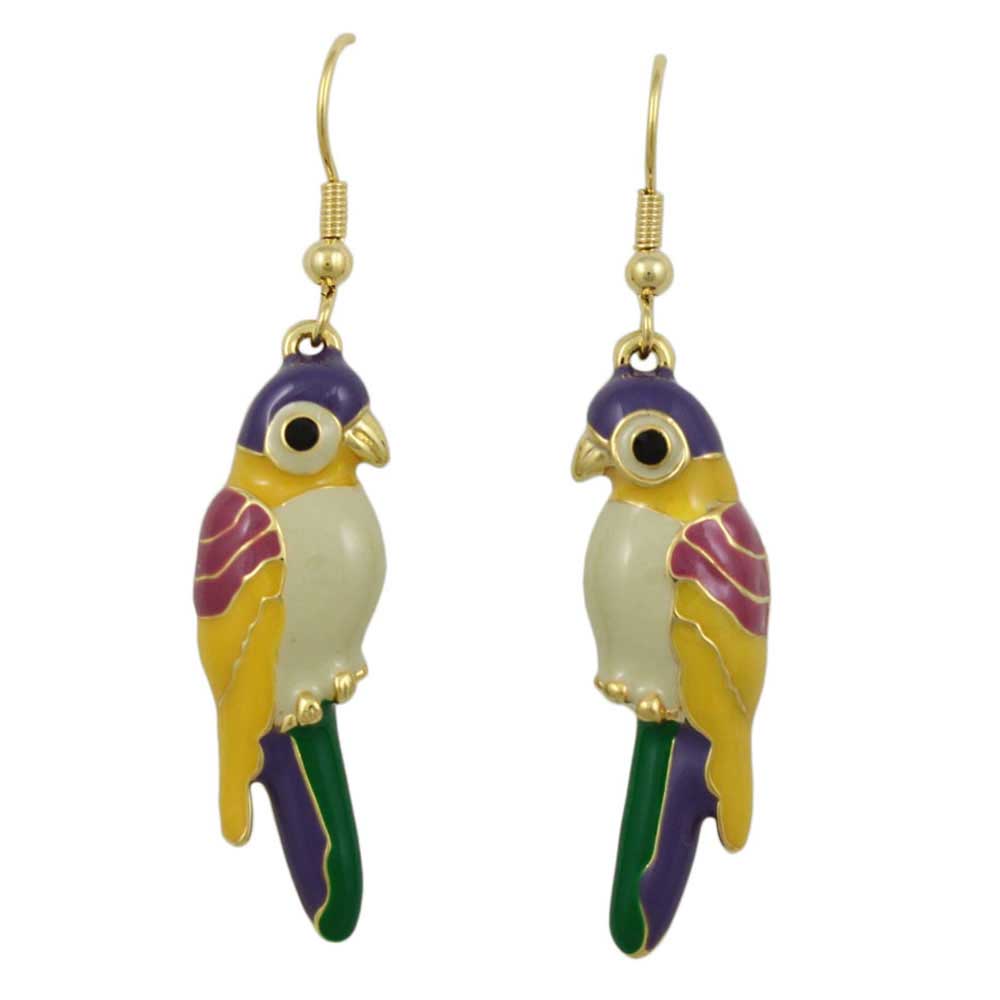 Lilylin Designs Bright Colorful Enamel Dangling Parrot Earring