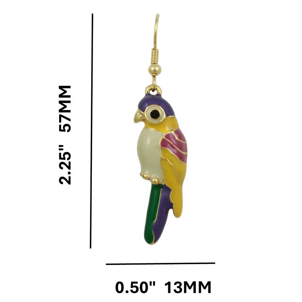 Bright Colorful Enamel Dangling Parrot Earring - SPA401E - Lilylin Designs