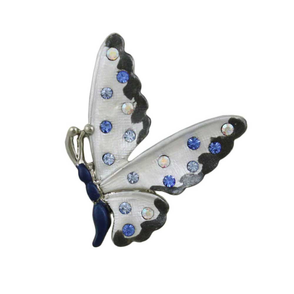 Dark Blue and Gray Butterfly Lapel Tac Pin - SPA481A - Lilylin Designs