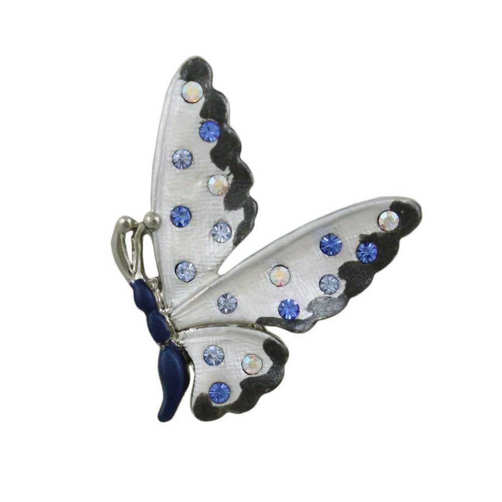 Lilylin Designs Dark Blue and Gray Enamel Butterfly Lapel Tac Pin
