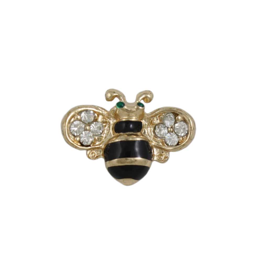 Lilylin Designs Small Black and Gold Striped Bee Lapel Tac Pin