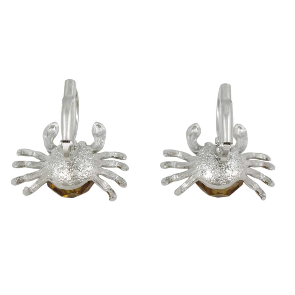 Brown Bead Crab with Black Eyes Pierced Leverback Earring - SPA914E - Lilylin Designs
