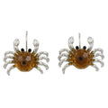 Brown Bead Crab with Black Eyes Pierced Leverback Earring - SPA914E - Lilylin Designs
