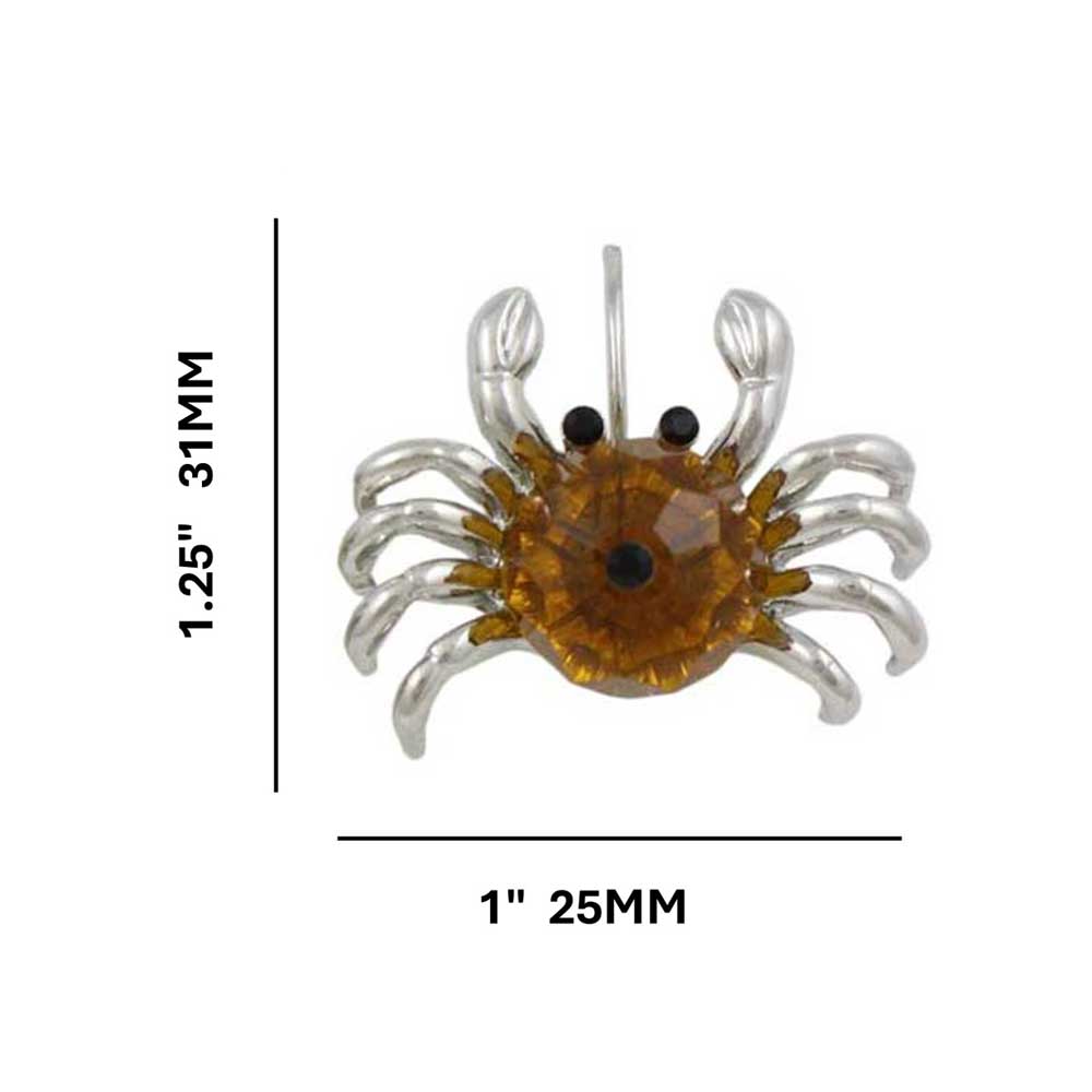 Brown Bead Crab with Black Eyes Pierced Leverback Earring - SPA914E - Lilylin Designs