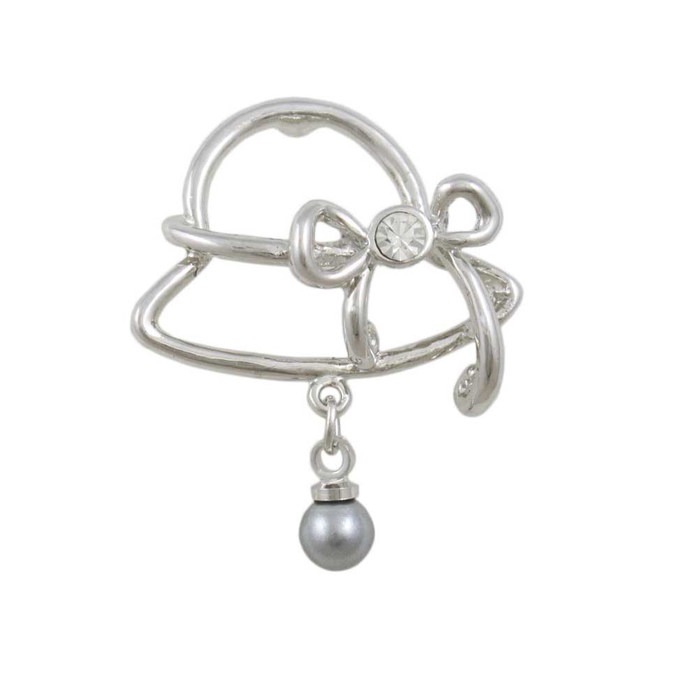 Easter Bonnet Lapel Tac Pin with Dangling Gray Pearl - SPF028 - Lilylin Designs