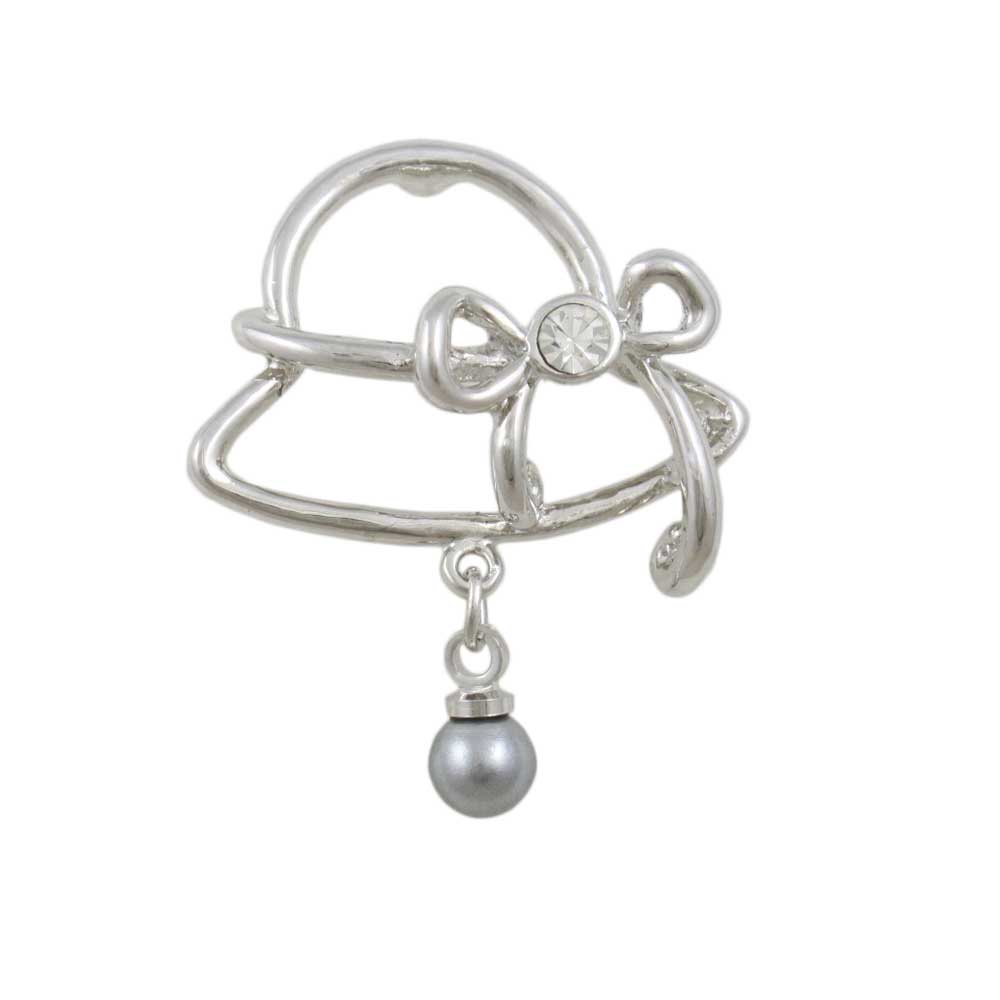 Lilylin Designs Easter Bonnet Lapel Tac Pin with Dangling Gray Pearl