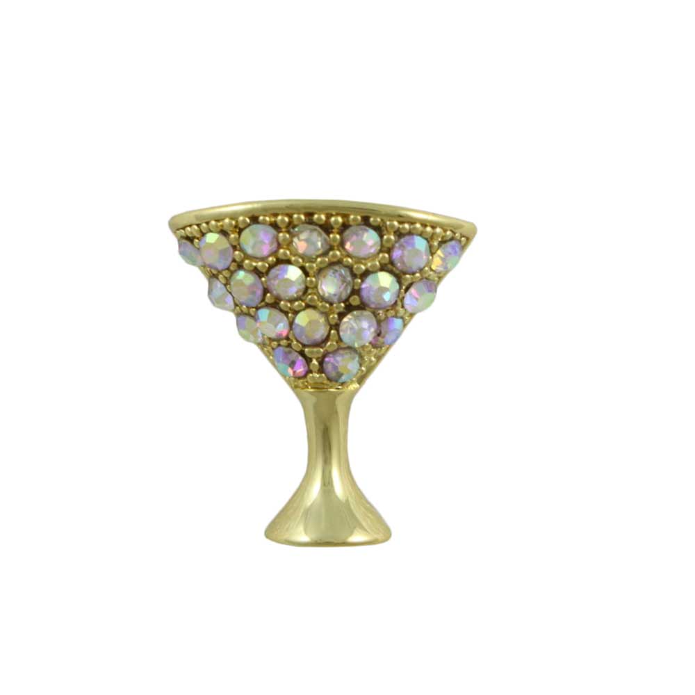 Small Crystal Martini/Champagne Glass Lapel Tac Pin - SPF201 - Lilylin Designs