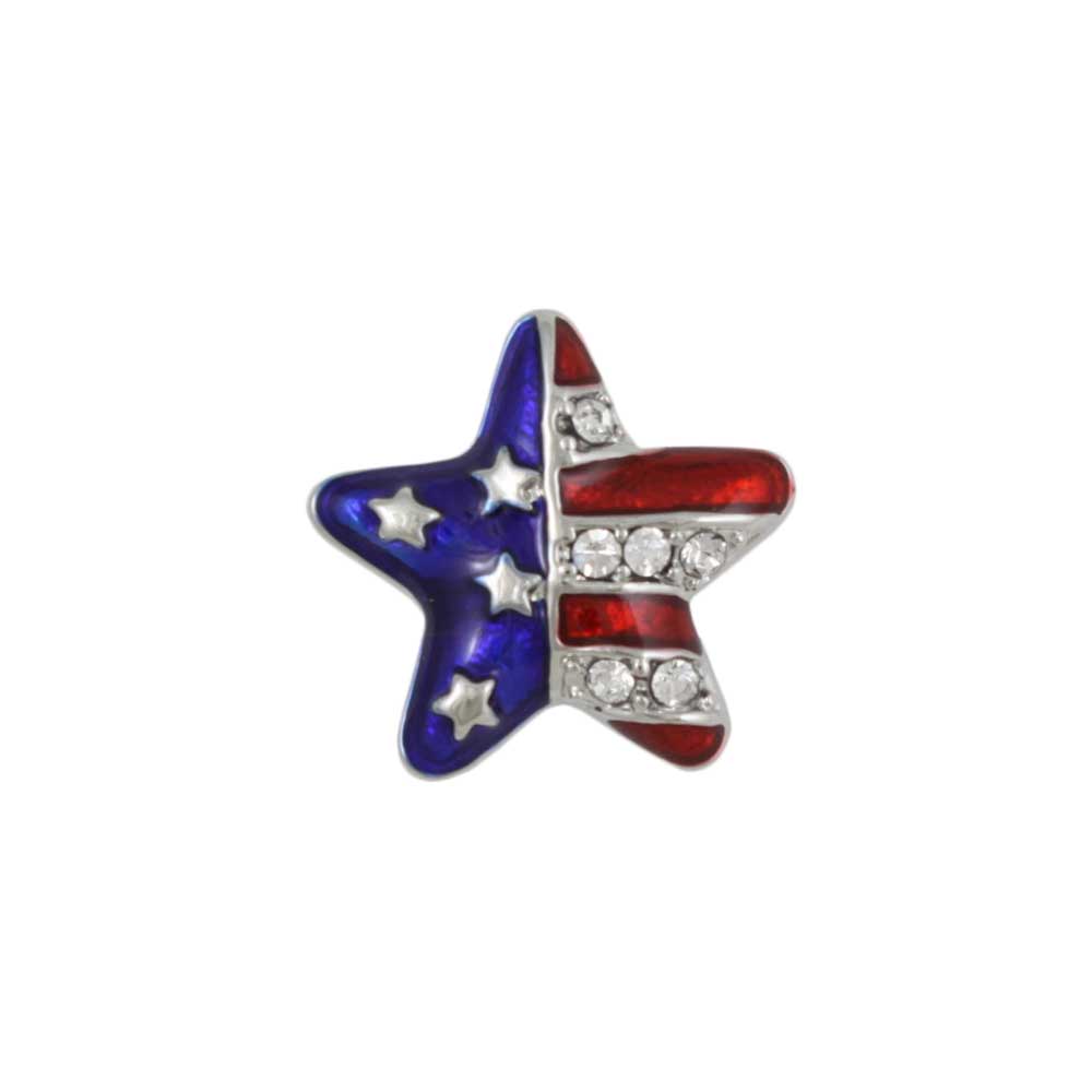 Lilylin Designs Small Red White Blue Enamel and Crystal Star Lapel Tac Pin