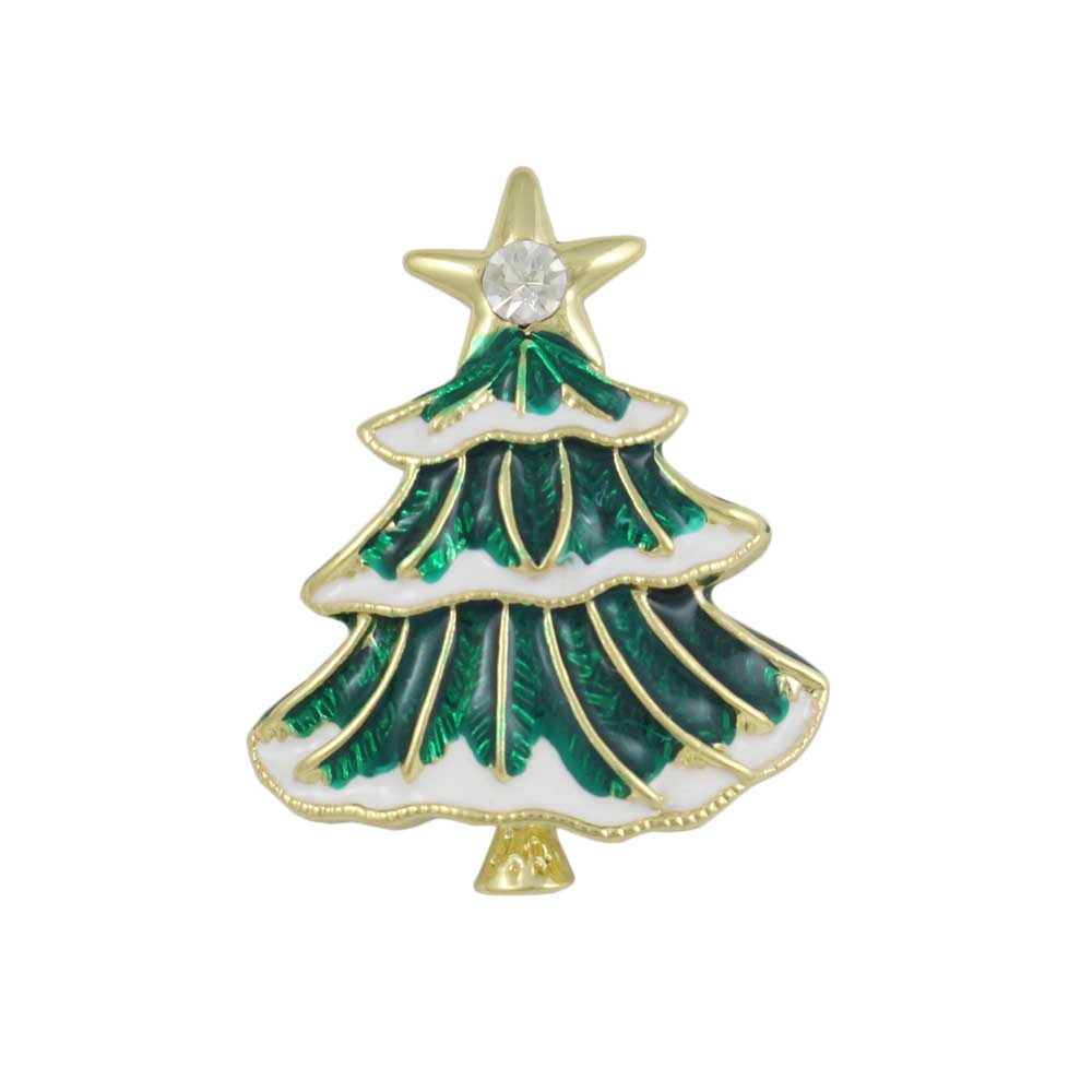 Lilylin Designs Small Green and White Christmas Tree Lapel Tac Pin