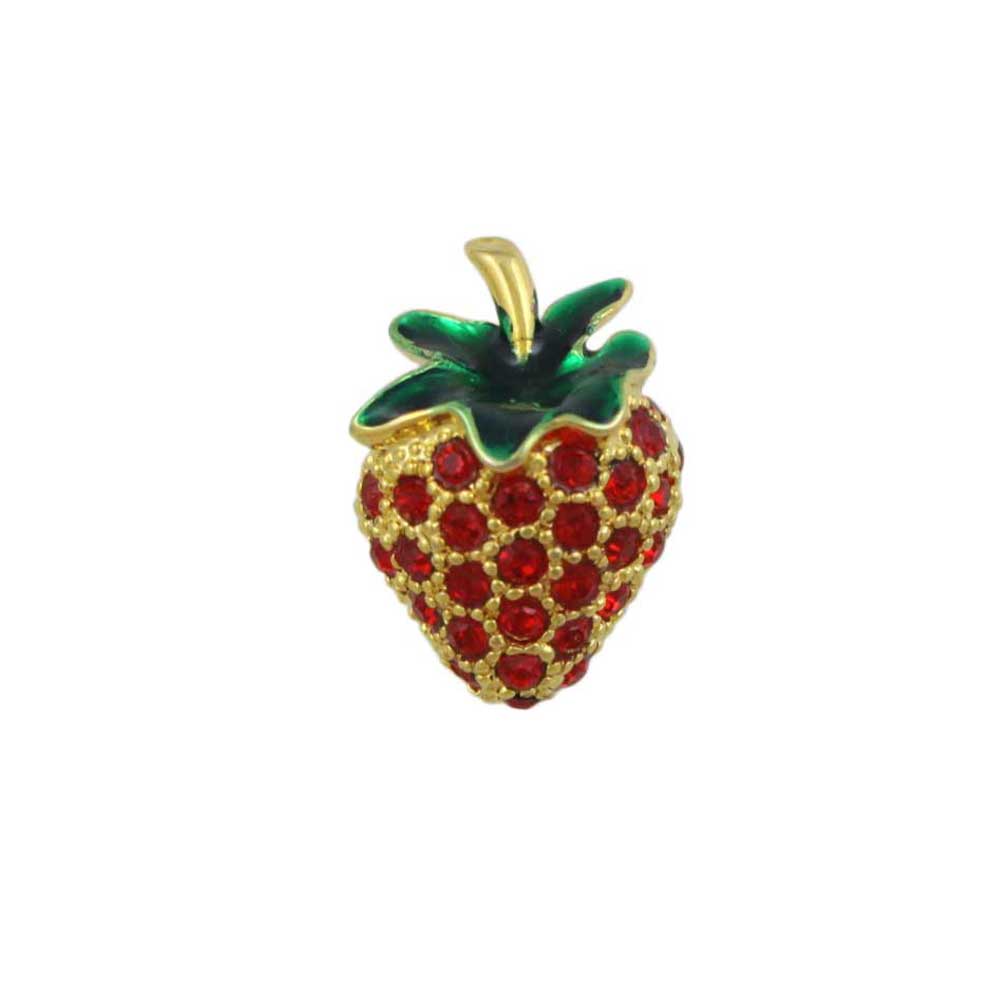 Small Red Crystal and Enamel Strawberry Lapel Tac Pin - SPF410 - Lilylin Designs