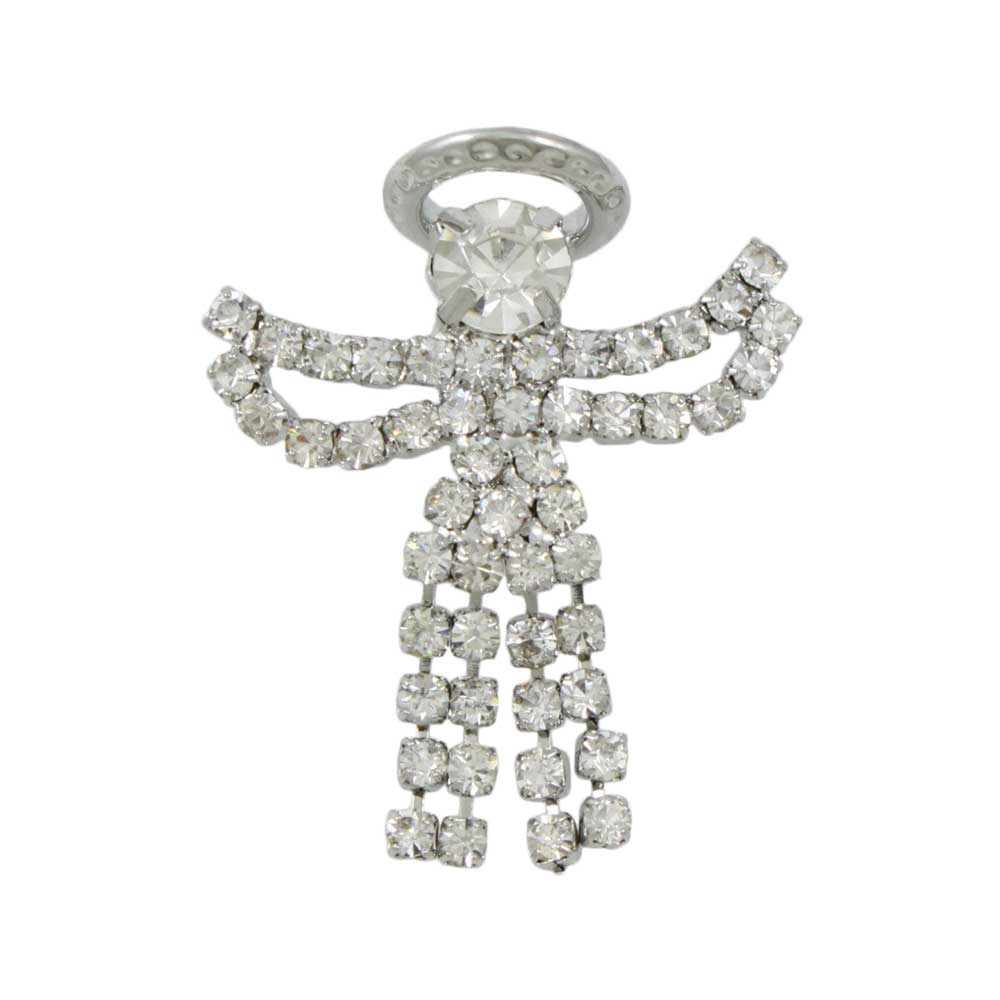 Crystal Angel with Clear Crystal Dress Lapel Tac Pin - SPF601 - Lilylin Designs