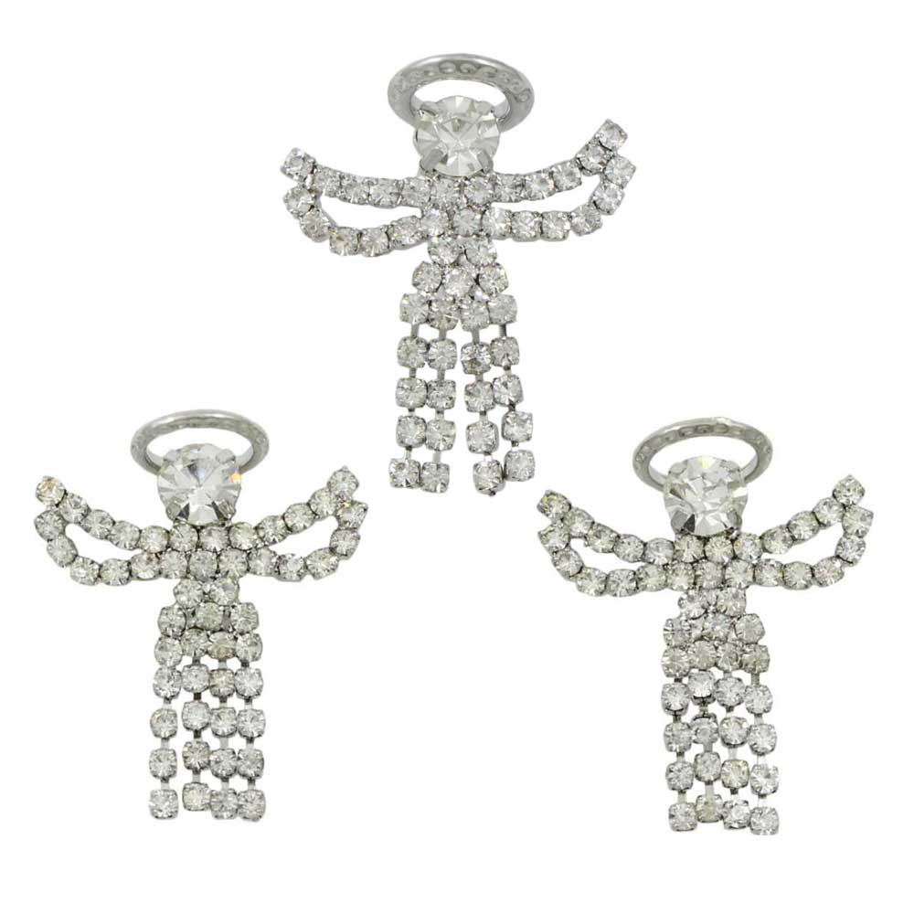 Crystal Guardian Angel Lapel Tac Pin with Earring Gift Set - SPF601BS - Lilylin Designs