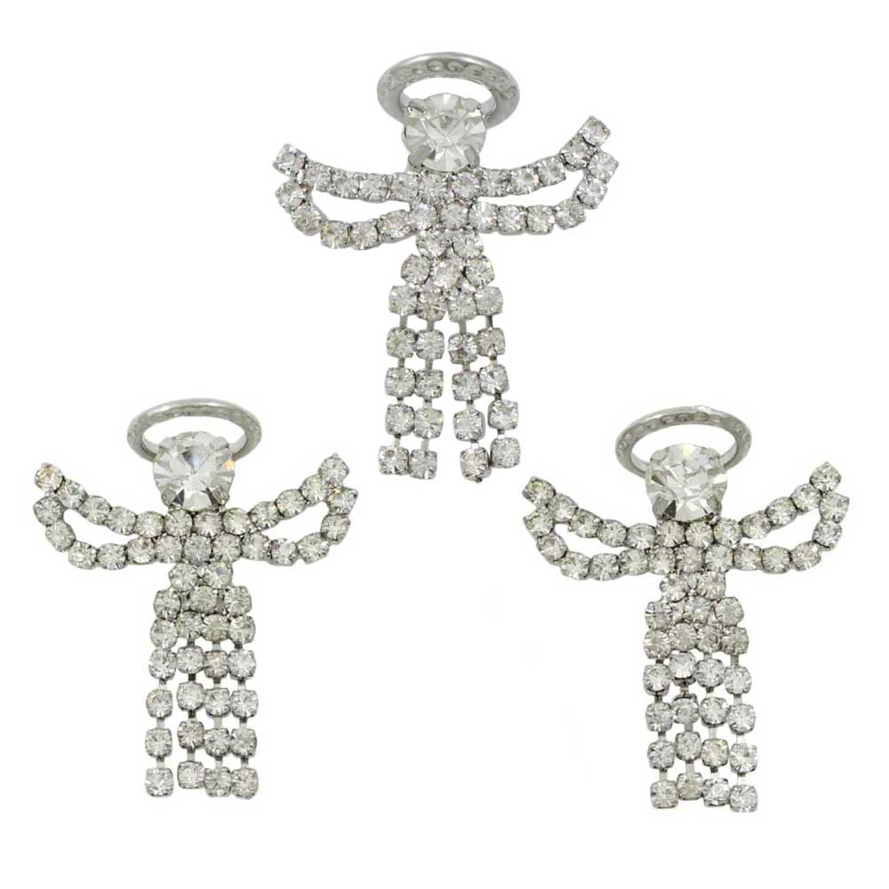 Lilylin Designs Crystal Guardian Angel Lapel Tac Pin and Earring Set