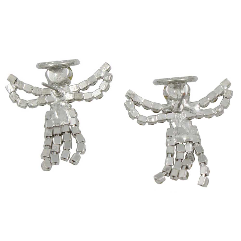 Crystal Angel with Clear Crystal Dress Pierced Earring - SPF601E - Lilylin Designs