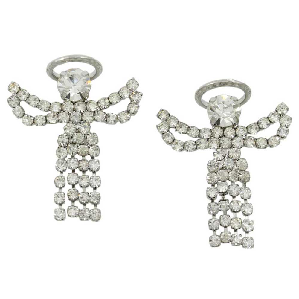 Crystal Angel with Clear Crystal Dress Pierced Earring - SPF601E - Lilylin Designs