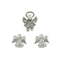 Silver Little Angel Lapel Tac Pin and Earring Gift Set | Lilylin Designs