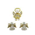Gold Crystal Little Angel Lapel Tac Pin and Earring Set | Lilylin Designs
