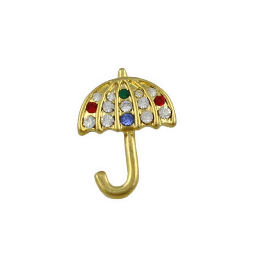 Lilylin Designs Small Colorful Crystal Umbrella Lapel Tac Pin