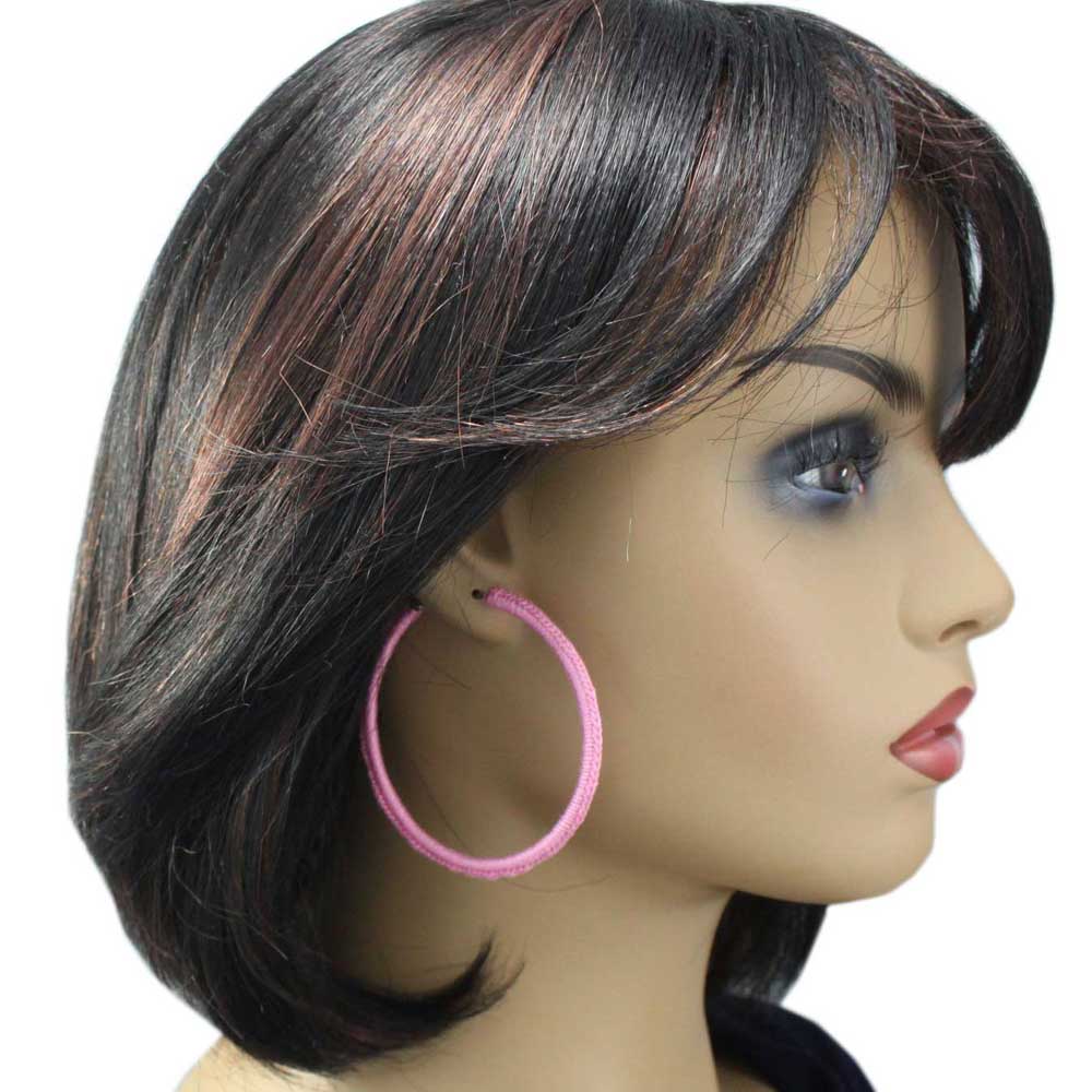 Large Pink Crochet Hoop Pierced Earring - STXE25 - Lilylin Designs