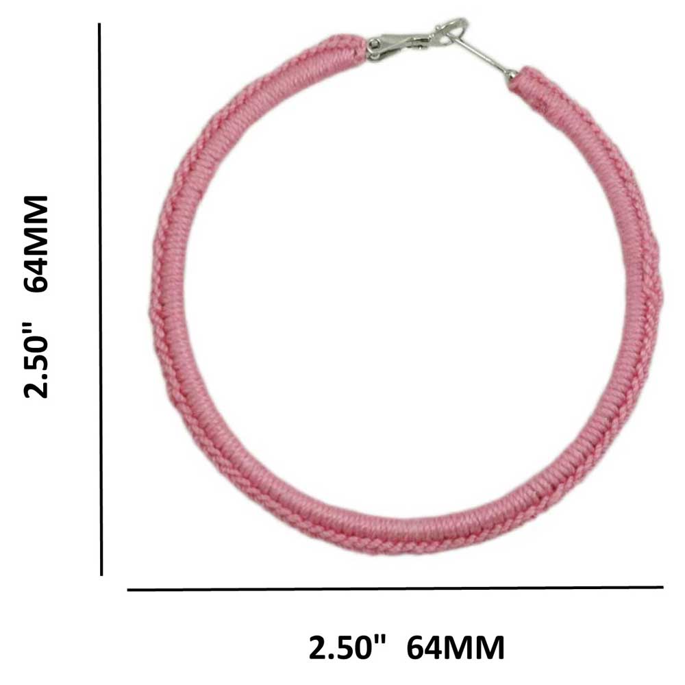Large Pink Crochet Hoop Pierced Earring - STXE25 - Lilylin Designs