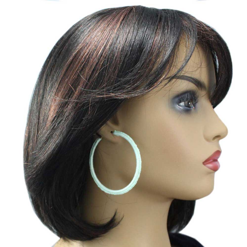 Large Mint Green Crochet Hoop Pierced Earring - STXE26 - Lilylin Designs