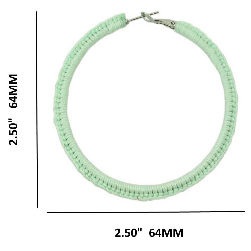 Large Mint Green Crochet Hoop Pierced Earring - STXE26 - Lilylin Designs