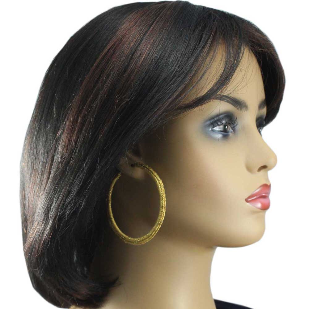 Large Glittering Gold Crochet Hoop Pierced Earring - STXE27 - Lilylin Designs