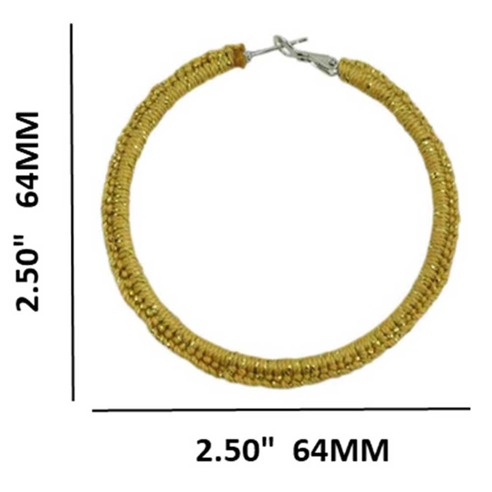 Large Glittering Gold Crochet Hoop Pierced Earring - STXE27 - Lilylin Designs