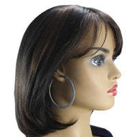 Load image into Gallery viewer, Large Pewter Gray Crochet Hoop Pierced Earring - STXE30 - Lilylin Designs
