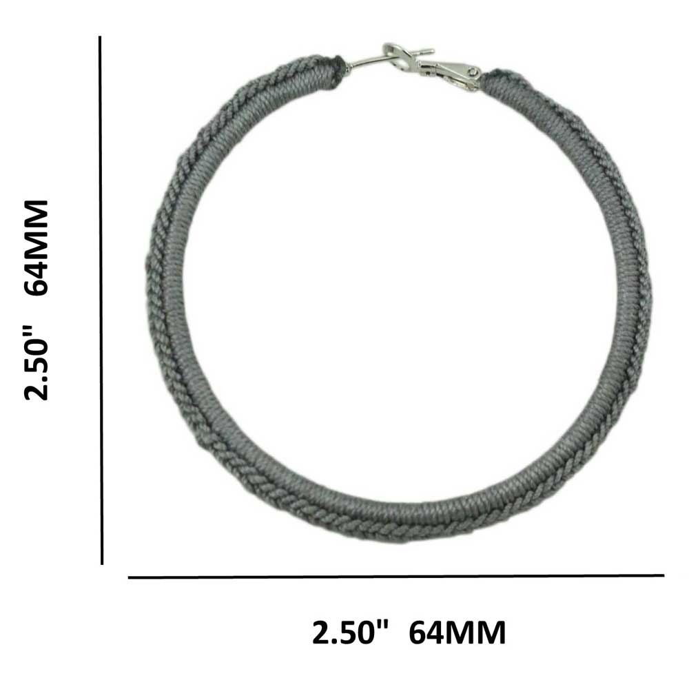 Large Pewter Gray Crochet Hoop Pierced Earring - STXE30 - Lilylin Designs
