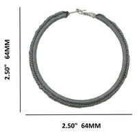 Load image into Gallery viewer, Large Pewter Gray Crochet Hoop Pierced Earring - STXE30 - Lilylin Designs
