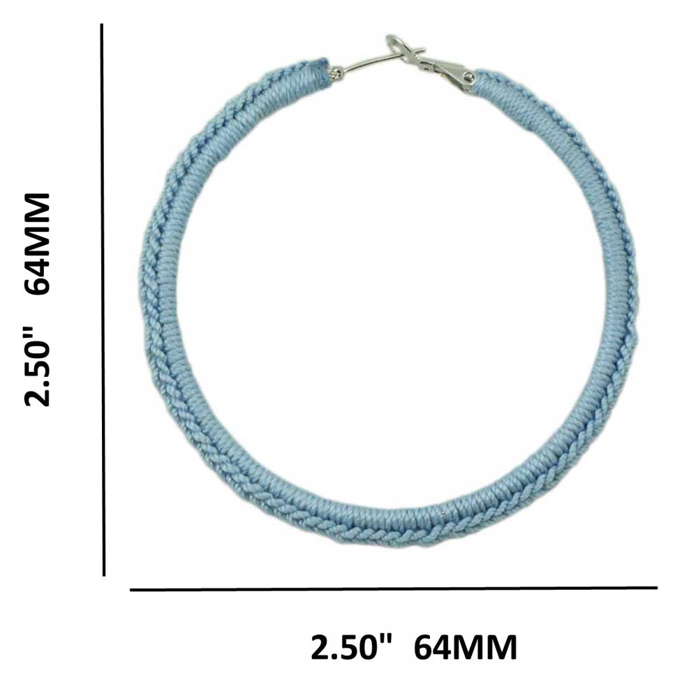 Large Sky Blue Crochet Hoop Pierced Earring - STXE32 - Lilylin Designs