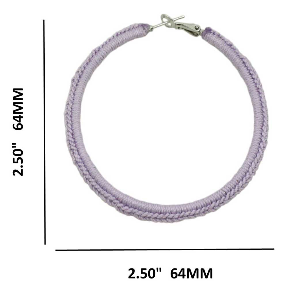 Large Lavender Purple Crochet Hoop Pierced Earring - STXE33 - Lilylin Designs