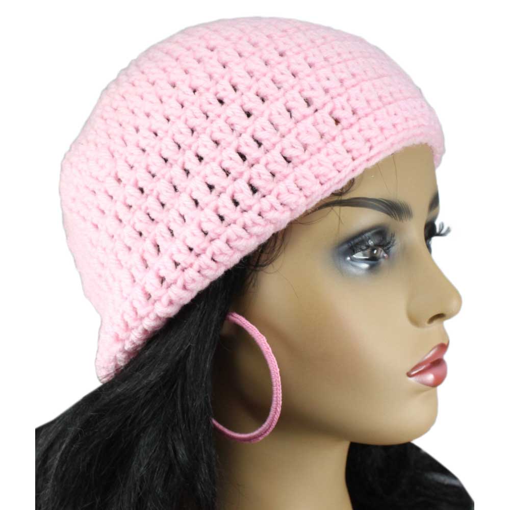 Lilylin Designs Baby Pink Medium/Large Crochet Beanie Hat and Earring