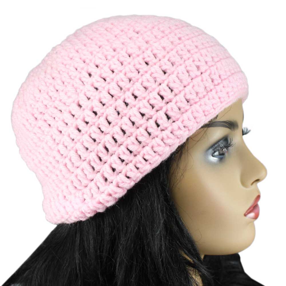 Pink Crochet Beanie Hat Medium/Large - STXH14ML - Lilylin Designs