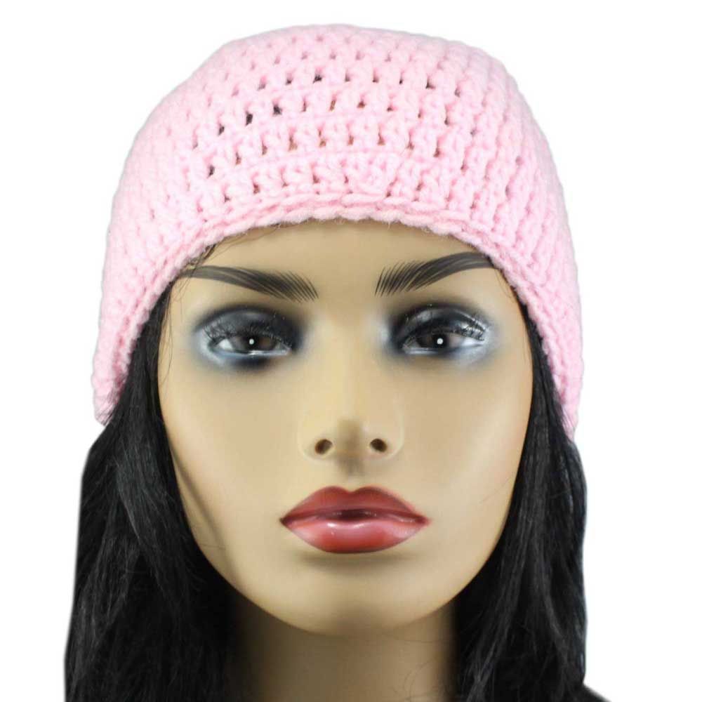 Pink Crochet Beanie Hat Medium/Large - STXH14ML - Lilylin Designs