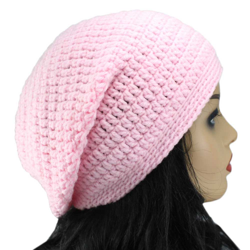 Pink Crochet Slouchy Hat Medium/Large - STXH16 - Lilylin Designs