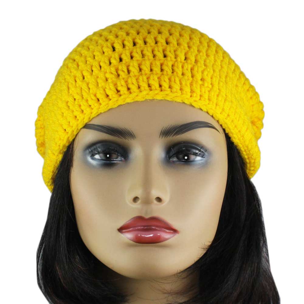 Golden Yellow Crochet Slouchy Hat Medium/Large - STXH17 - Lilylin Designs