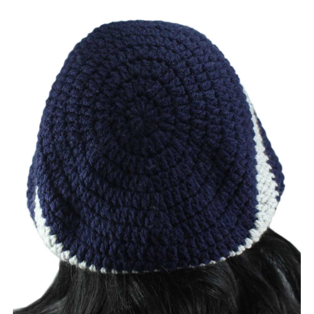 Navy Blue and Gray Crochet Slouchy Hat Large/XL - STXH18LX - Lilylin Designs