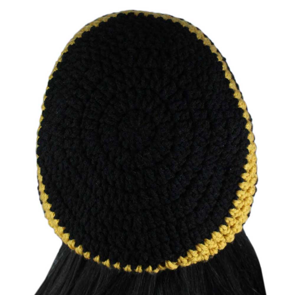 Black and Gold Crochet Slouchy Hat Large/XL - STXH19LX - Lilylin Designs