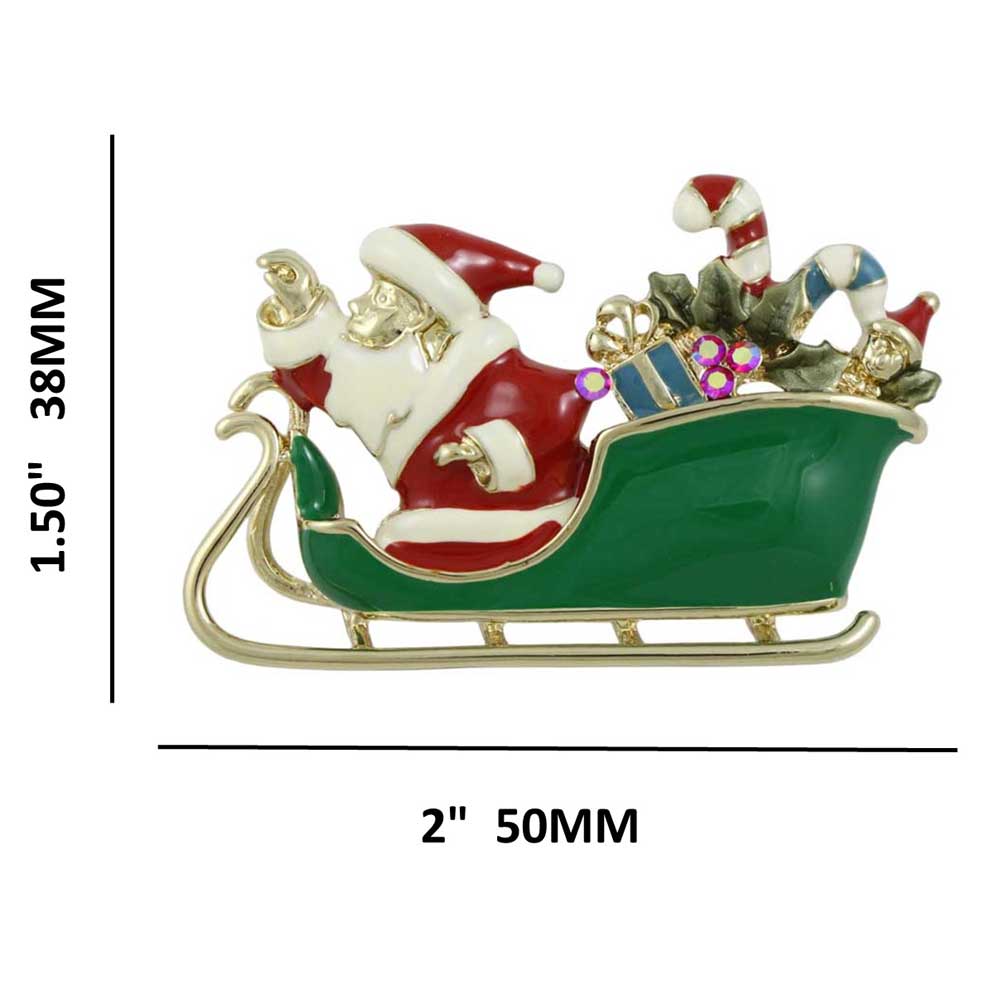 Santa with Sleigh Full of Christmas Presents Brooch Pin with measurements - Lilylin Designs