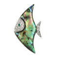 Blue Green Shell with Crystals Angelfish Brooch Pin - Lilylin Designs