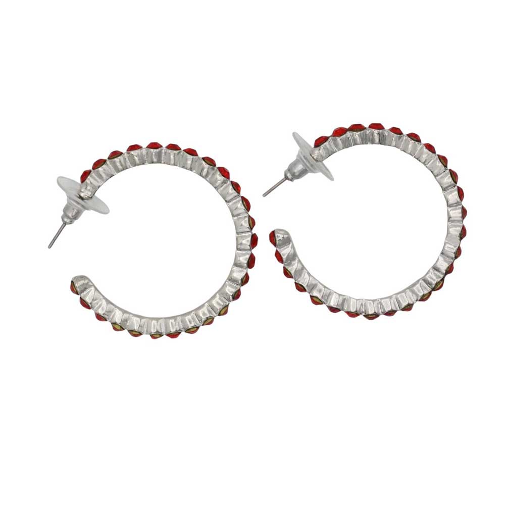 Side view of Red crystal hoop earrings - Lilylin Designs